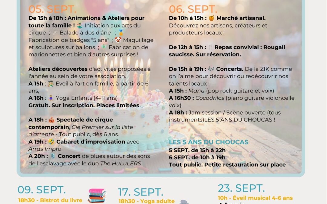 PROGRAMME DES ATELIERS DE SEPTEMBRE !